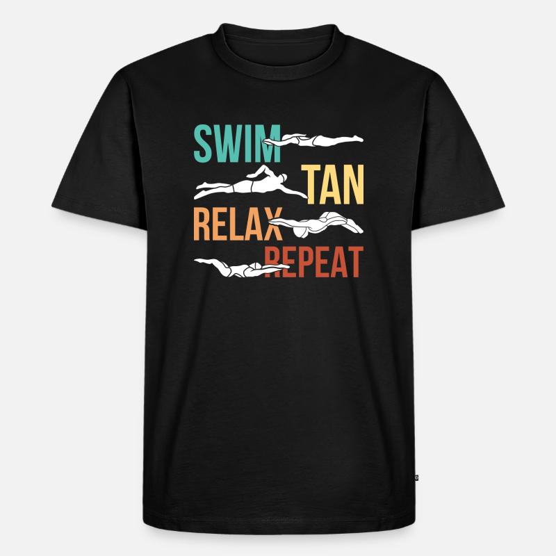 Nager bronzage relax répéter - T-shirt Premium bio Homme - noir