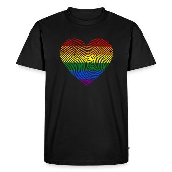 LGBT Flag Fingerprint Proud LGBT Pride Gifts Tee - Men's Premium Organic T-Shirt - black - Front - Nico (187cm)