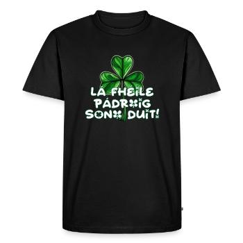 Lá Fhéile Pádraig Sona Duit ! Fête de la Saint-Patrick - T-shirt Premium bio Homme - noir - Devant - Nico (187cm)