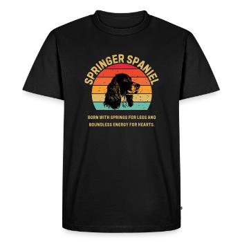 Springer Spaniel Retro Coucher de soleil - T-shirt Premium bio Homme - noir - Devant - Nico (187cm)