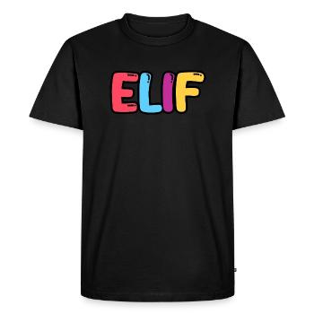 Name - Elif - Men's Premium Organic T-Shirt - black - Front - Nico (187cm)