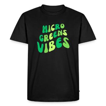 VIBRATIONS DE MICRO-POUSSES | Micro jardinage d’agriculteurs urbains - T-shirt Premium bio Homme - noir - Devant - Nico (187cm)