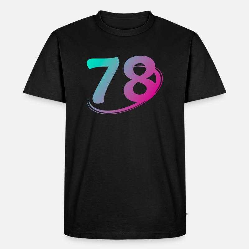 Nummer 78 mehrfarbig - Männer Premium Bio T-Shirt - Schwarz