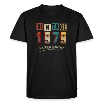 Vintage 1979: Limited Edition - 46th Anniversary. - Men's Premium Organic T-Shirt - black - Front - Nico (187cm)
