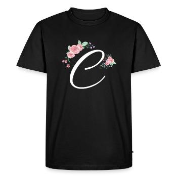 Lettre c fleurs - T-shirt Premium bio Homme - noir - Devant - Nico (187cm)