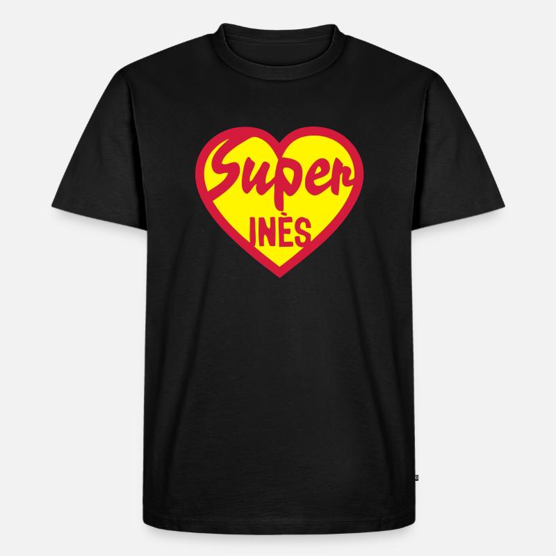 Herz Herz Super ines - Männer Premium Bio T-Shirt - Schwarz