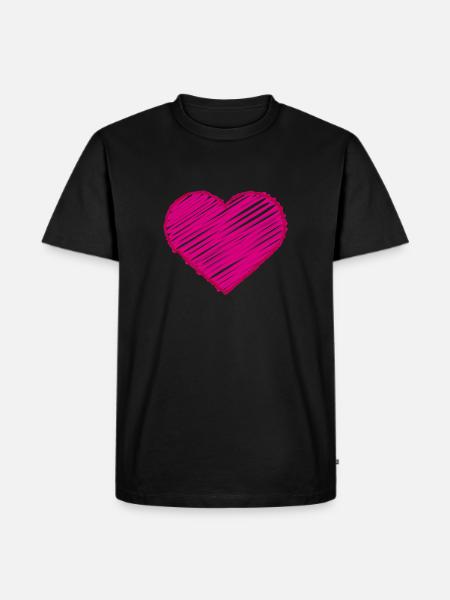 Pink hand drawn heart - Men's Premium Organic T-Shirt - black