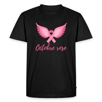 Octobre rose Lutte contre le cancer du sein - T-shirt Premium bio Homme - noir - Devant - Nico (187cm)