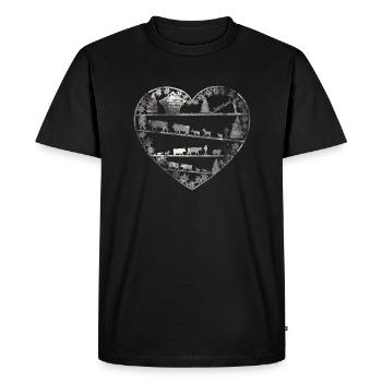 Cœur lavé avec ascenseur alpin - T-shirt Premium bio Homme - noir - Devant - Nico (187cm)