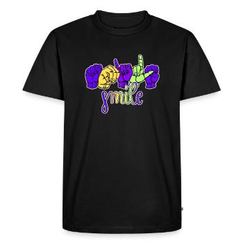 smile - avec langue des signes dgs asl - T-shirt Premium bio Homme - noir - Devant - Nico (187cm)