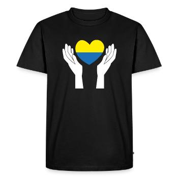 design supports ukraine - Men's Premium Organic T-Shirt - black - Front - Nico (187cm)