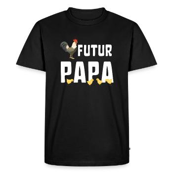 Futur Papa Coq avec Poussins - T-shirt Premium bio Homme - noir - Devant - Nico (187cm)