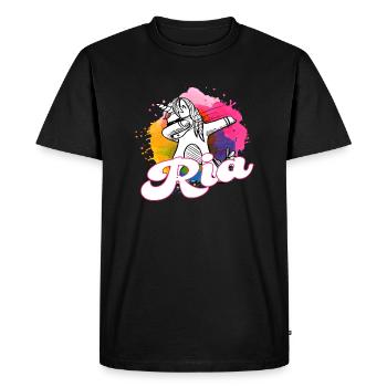 RIA - Beau nom avec licorne dabbing - T-shirt Premium bio Homme - noir - Devant - Nico (187cm)