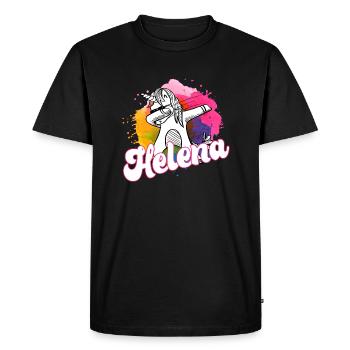 HELENA - Beautiful name with dabbing unicorn - Men's Premium Organic T-Shirt - black - Front - Nico (187cm)