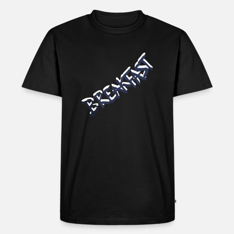 Breakfast Logo Wort mit 3D Effekt - Männer Premium Bio T-Shirt - Schwarz