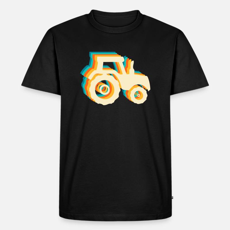 Retro-Traktor - Männer Premium Bio T-Shirt - Schwarz