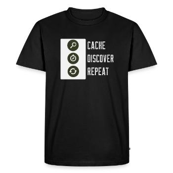 Cache, Discover, Repeat Geocaching - Men's Premium Organic T-Shirt - black - Front - Nico (187cm)