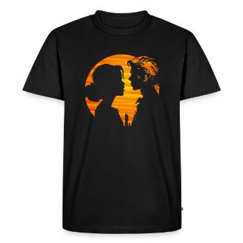 Lovers silhouette in front of the sun - DIGITAL - Men's Premium Organic T-Shirt - black - Front - Nico (187cm)
