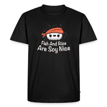 Le poisson et le riz sont du soja NiceLe poisson et le riz sont du soja ni - T-shirt Premium bio Homme - noir - Devant - Nico (187cm)