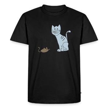 Chat et souris - T-shirt Premium bio Homme - noir - Devant - Nico (187cm)