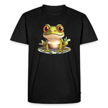 Grenouille Logo mignon - T-shirt Premium bio Homme - noir - Devant - Nico (187cm)