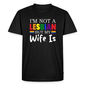 Je ne suis pas lesbienne mais ma femme est drôle Mariage LGBT - T-shirt Premium bio Homme - noir - Devant - Nico (187cm)