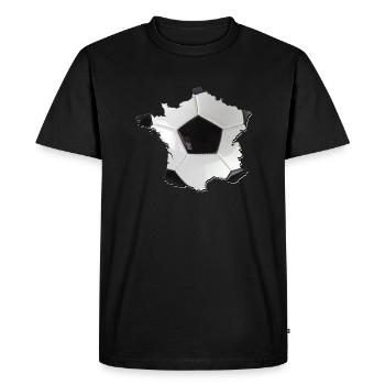 Carte de la France encadrée vrai football - T-shirt Premium bio Homme - noir - Devant - Nico (187cm)