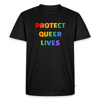 Protect Queer Lives - Men's Premium Organic T-Shirt - black - Front - Nico (187cm)