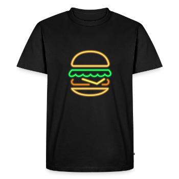 Neon Burger - Signe rétro au néon des années 80 - T-shirt Premium bio Homme - noir - Devant - Nico (187cm)