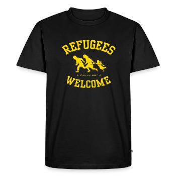 Les réfugiés accueillent - Ouvrez votre coeur - T-shirt Premium bio Homme - noir - Devant - Nico (187cm)