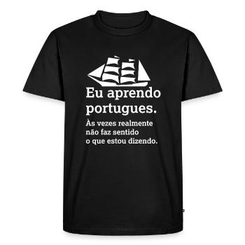 I am learning portuguese - Men's Premium Organic T-Shirt - black - Front - Nico (187cm)