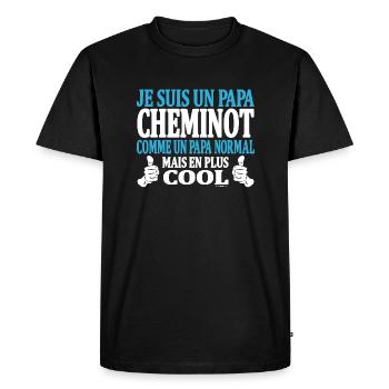 Je suis un papa cheminot - T-shirt Premium bio Homme - noir - Devant - Nico (187cm)