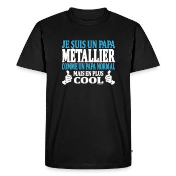 Je suis un papa métallier - T-shirt Premium bio Homme - noir - Devant - Nico (187cm)