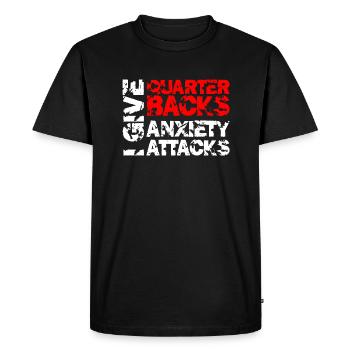 I Give Quarterbacks Anxiety Attacks, Football - T-shirt Premium bio Homme - noir - Devant - Nico (187cm)