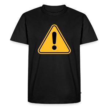 Panneau d’avertissement / Point d’exclamation - T-shirt Premium bio Homme - noir - Devant - Nico (187cm)