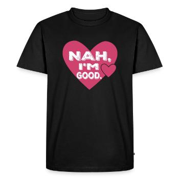 Proche, je suis bon. Anti Saint-Valentin unique - T-shirt Premium bio Homme - noir - Devant - Nico (187cm)