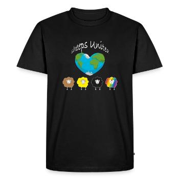 Les moutons du monde s’unissent ! Le monde un cœur. - T-shirt Premium bio Homme - noir - Devant - Nico (187cm)