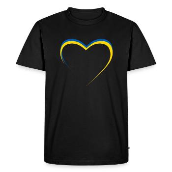 Ukraine heart, blue yellow - Men's Premium Organic T-Shirt - black - Front - Nico (187cm)