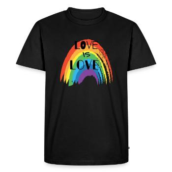LOVE IS LOVE - Men's Premium Organic T-Shirt - black - Front - Nico (187cm)