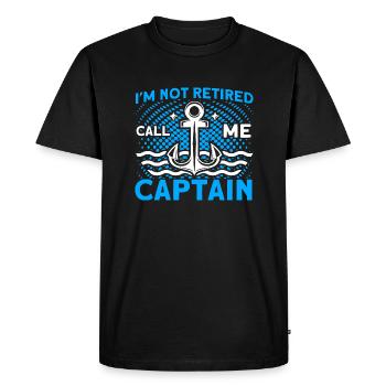 Retired Boat Captain Captains - Men's Premium Organic T-Shirt - black - Front - Nico (187cm)