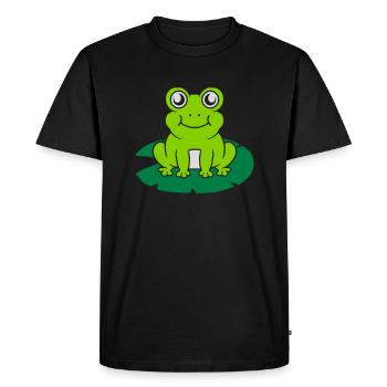 Une grenouille mignonne est assise nénuphar - T-shirt Premium bio Homme - noir - Devant - Nico (187cm)