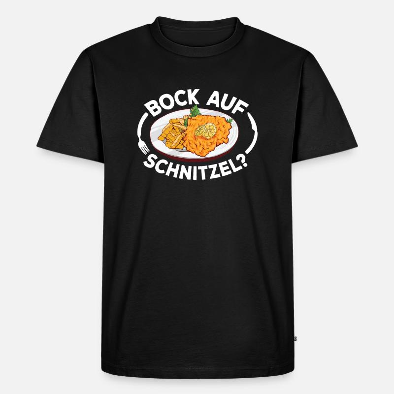 Bock auf Schnitzel mit Pommes - Männer Premium Bio T-Shirt - Schwarz