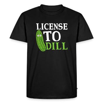 License To Dill Pickle Cucumber - Men's Premium Organic T-Shirt - black - Front - Nico (187cm)