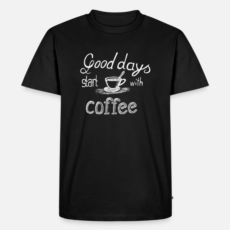 Good days start with coffee - Männer Premium Bio T-Shirt - Schwarz