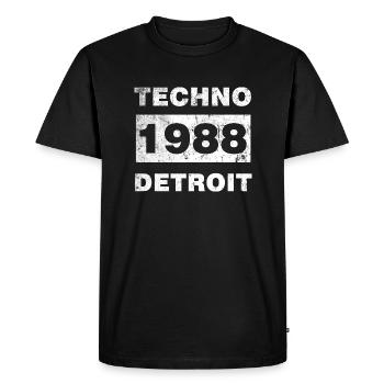 MUSIQUE TECHNO BLANC - T-shirt Premium bio Homme - noir - Devant - Nico (187cm)