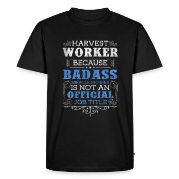Moissonneuse, Ouvrier agricole, Tracteur, Asperges - T-shirt Premium bio Homme - noir - Devant - Nico (187cm)