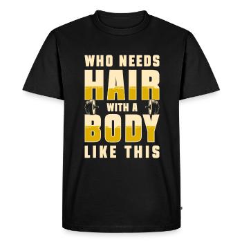 calvitie, assiette, perte de cheveux, coupe de cheveux - T-shirt Premium bio Homme - noir - Devant - Nico (187cm)