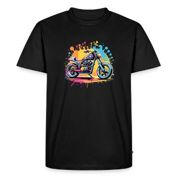 moto vintage style retro - graffiti - T-shirt Premium bio Homme - noir - Devant - Nico (187cm)