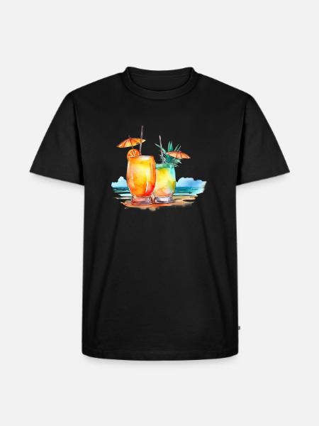 COCKTAIL ON THE BEACH - Men's Premium Organic T-Shirt - black