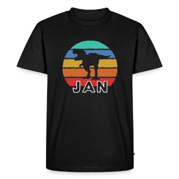 JAN - Beautiful boy name with dinosaur - Men's Premium Organic T-Shirt - black - Front - Nico (187cm)